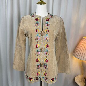 Vintage Y2K Suzy Shier Embroidered Faux Suede Toggle Small